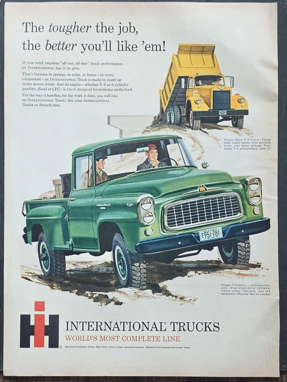 International Trucks Green Vintage Truck Poster